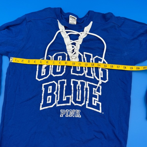 PINK Victoria's Secret Go Big Blue Lace Up Sweatshirt Women's Small S Blue - Picture 4 of 6